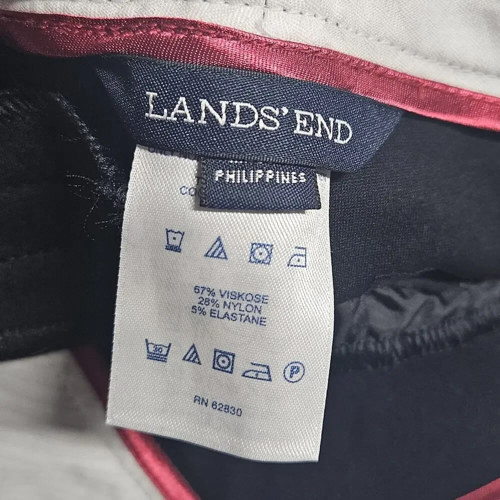 Lands End Black Flat Front Dress Pants Size 6 Petite